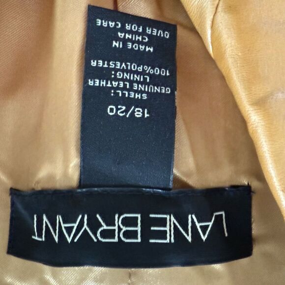 Lane Bryant Champagne Gold Shimmer 100% Leather Jacket Blazer 18 20 - Picture 9 of 10
